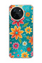 Realme 11 4g Compatible, Colorful Floral Turquoise Printed Transparent Phone Case.