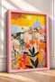 Rome Silhouette, Yellow Sun and Flowers Framed Painting, Italy Poster, Living Room, Kitchen, Wall Decor, Itp198. - 2