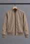 Men's College Collar Zippered Bomber Seasonal Camel Raincoat - 6