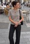 Women's Crew Neck Short Chic Cream Knit Sweater - 3