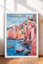 Vernazza in the Bay, Red Sailboat Framed Painting, Italy Poster, Living Room, Kitchen, Wall Decor, Itp206.