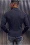 Seka 186 Men's Slim Fit Zippered Stand-Up Collar Ribbed Lycra Knit Sweater. - 3