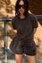 Women's Short-Sleeved Crew Neck Casual Knitted Coffee Sweater. - 3