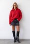 Women's Red Half-Zip Knit Sweater Alc-X16038 - 4