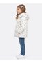 Girl's Hooded Digital Print Patterned Fluffy Coat - Water and Wind Resistant - 2