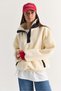 Women's Oversized Plush Sweatshirt with Bear Embroidery, Stand-Up Collar, and Button Details 4241 60286781 - 5