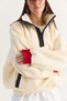 Women's Oversized Plush Sweatshirt with Bear Embroidery, Stand-Up Collar, and Button Details 4241 60286781 - 7
