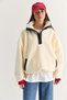 Women's Oversized Plush Sweatshirt with Bear Embroidery, Stand-Up Collar, and Button Details 4241 60286781 - 4