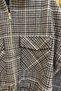 Beige Coffee Collar Velvet Plaid Jacket with Pockets Per9848 - 5