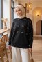 Perlenverziertes Strickpullover 650008 Schwarz