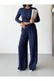 TEXTURED RUChed CROP TOP AND WIDE-LEG PANTS SET - 2