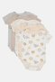 Toddlers Boy 5 Pcs Embroidered Bodysuits, Multicolor - 4