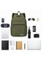 Waterproof Laptop Backpack with Compartments - Durable Canvas Fabric, Multi-Pocket Design, Suitable for University, Travel, School, Work, and Everyday Use - Unisex - Black, Khaki Green, Cream. - 6