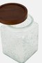 2 Piece Pebbled Textured Glass Jar Set With Acacia Lids 701 ml, Transparent - 4