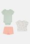 Toddlers Girl 3 Pieces Top And Bodysuits With Shorts Set, Multicolor - 2