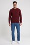 Men Crew Neck Short Sleeve Knitted Sweater, Maroon - 2