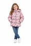 Girl's Hooded Digital Print Patterned Fluffy Coat - Water and Wind Resistant