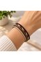 Colorful Knitted Leather Bracelet, Multi-Layer Design, Magnetic Closure.