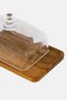 Glass Butter Container With Walnut Tray, Multicolor - 3