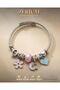 Trendy Steel Chic Women's Charm Bracelet with Flower and Moon Motifs. - 7