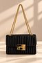 Gold Lock Buckle Chain Strap Crossbody Bag, Black.