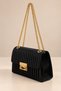 Gold Lock Buckle Chain Strap Crossbody Bag, Black. - 2