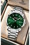 Classic Model Men's Watch - Silver Color, Green Dial, Presented in a Stylish Gift Box + Chain Bracelet. - 2