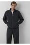 M0S20121 Black Logo Printed Zippered Men's Sweatshirt, Smoke Gray. - 2