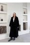 Women's Long Cashmere Coat with a Wrap-Style Collar and Belt Detail (Premium) - 7