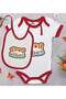 Bk Kids Good Vibes Designed Red Baby Bodysuit and Bib Gift Set - 1, for Ages 0-3 Months.