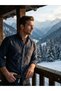 Loose Fit Flannel Winter Cotton Shirt with Pockets, Indigo Blue - 6
