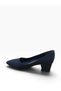 Women's Short Thick Heel Satin Plain Shoes - 4