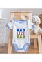 BK Kids "Rad Like Dad" Design Blue Baby Bodysuit and Bib Gift Set-1, 12–18 Months - 5