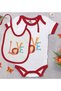 BK Kids Love Designer Red Baby Bodysuit and Bib Gift Set #1, 0–3 Months