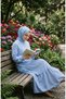 Hakim yaka polka dot modest dress 0288-02 navy blue