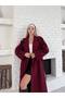 Women's Long Cashmere Coat with a Wrap-Style Collar and Belt Detail (Premium) - 6