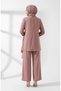 Star Detailed Tunic Pants Hijab Two-Piece Set 0358-07 Dusty Rose - 5