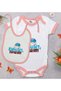 BK Kids "Breakfast Time" Design Pink Baby Bodysuit and Bib Gift Set #1, 0–3 Months