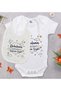 Bk Kids White Baby Bodysuit and Bib Gift Set with a Unique Design - 1, for Ages 3-6 Months.