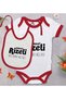 BK Kids "Dikkat Rizeli" Design Red Baby Bodysuit and Bib Gift Set-1, 0–3 Months