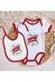 BK Kids Red Baby Bodysuit and Bib Gift Set with Electric Leak Design—Set of 2, 12–18 Months - 2