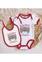 "Happy Summer" Design Red Baby Bodysuit and Bib Gift Set #1, 0–3 Months - 2