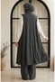 Plus Size Loose-Fit Long Seasonal Vest 8739-06 Anthracite - 5