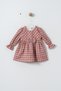 Girls' Plaid Dress with a Bow Detail and Tweed Jacket with a Fur-Trimmed Collar Set - 3