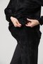 Maternity Hooded Kangaroo Pocket Loose-Fit Velvet Set with Adjustable Waistband, Black. - 6