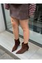 Coffee Suede (Angie) Zippered 5 cm Mini Heel Boots. - 5