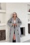 Women's Long Cashmere Coat with a Wrap-Style Collar and Belt Detail (Premium)