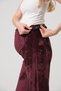 Maternity Hooded Kangaroo Pocket Loose-Fit Velvet Set with Adjustable Waist, Burgundy. - 7