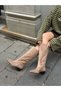 Mink Suede (Annie) Flat Boots with a Pointed Toe, Below-The-Knee Length, and Fur Lining. - 3