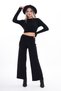 Women's Knitwear Crop Two-Piece Set with Knitted Pants Cty-Şml-265002
